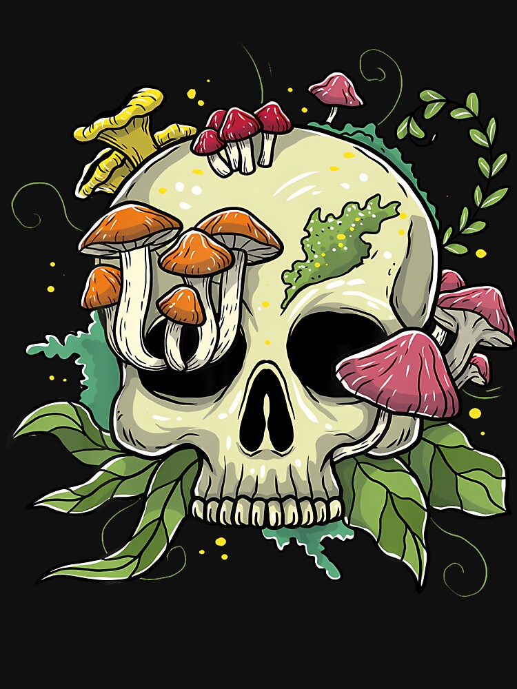 Mushroom Skull Skeleton Cottagecore Aesthetic Goblincore by LauraLydiaa T-Shirts, Hoodie, Sweatshirt (Image 3)