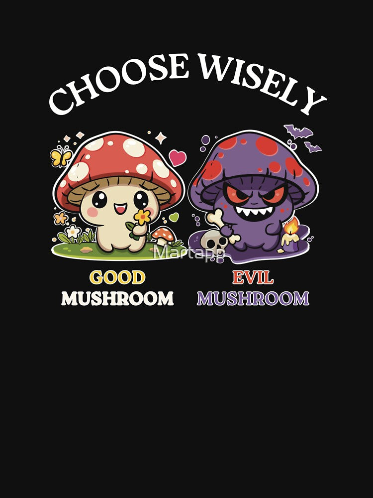 Kawaii Mushroom Good vs Evil – Cute & Dark Funny Cartoon Design by Martapp