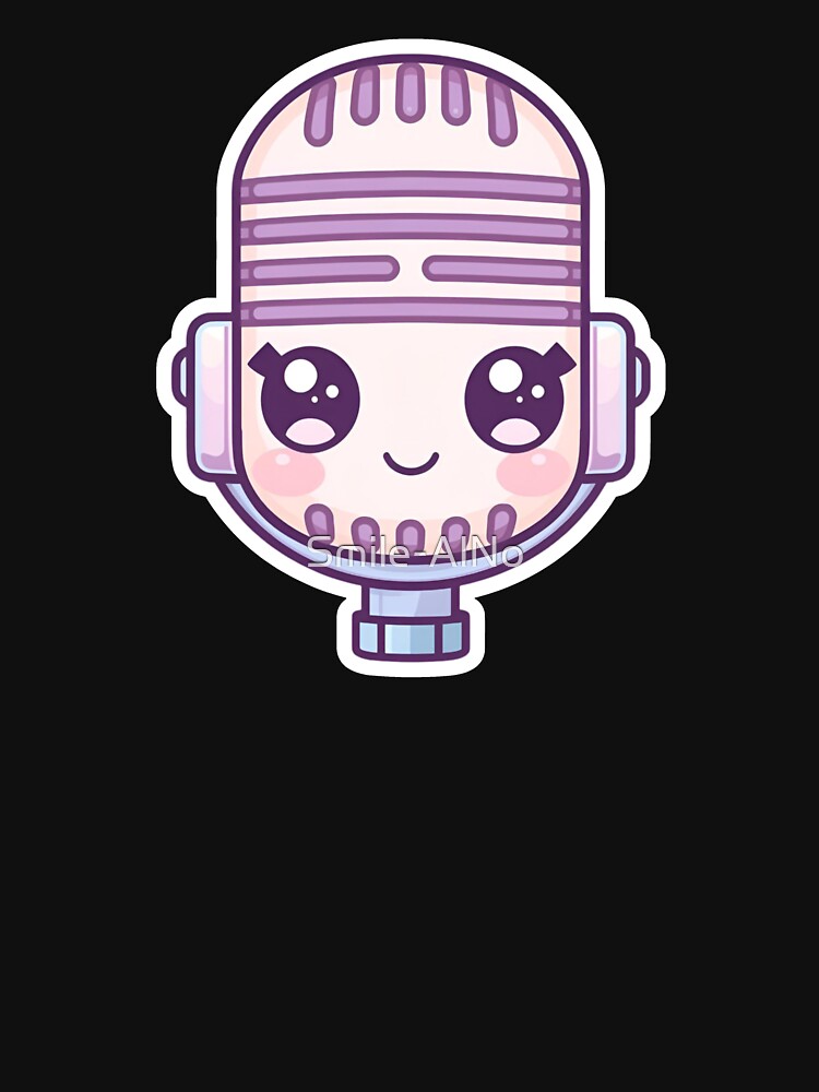 Kawaii Microphone Buddy — Pastel Cute Audio Tech Illustration by Smile-AlNo T-Shirts, Hoodie, Sweatshirt (Image 3)