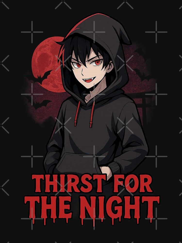Thirst for the Night – Vampire Anime Halloween T-Shirt by Diwakar-Designs Hoodie, Sweatshirt | BlankRebels.com (Image 3)
