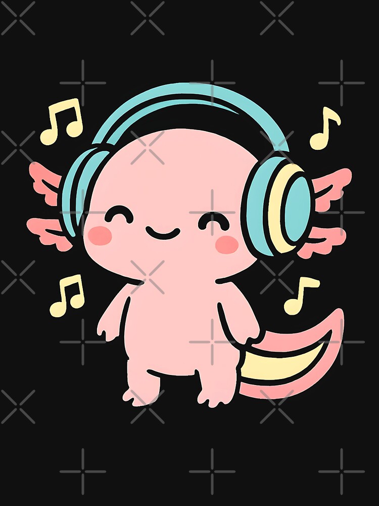 Cute Axolotl With Headphone | Kawaii Axolotl by stylishdzign T-Shirts, Hoodie, Sweatshirt | BlankRebels.com (Image 3)
