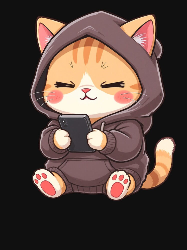 Phone Addict Kawaii Cat | Funny Gen Z Chibi Cat Cartoon by ColorSplash123 T-Shirts, Hoodie, Sweatshirt (Image 3)