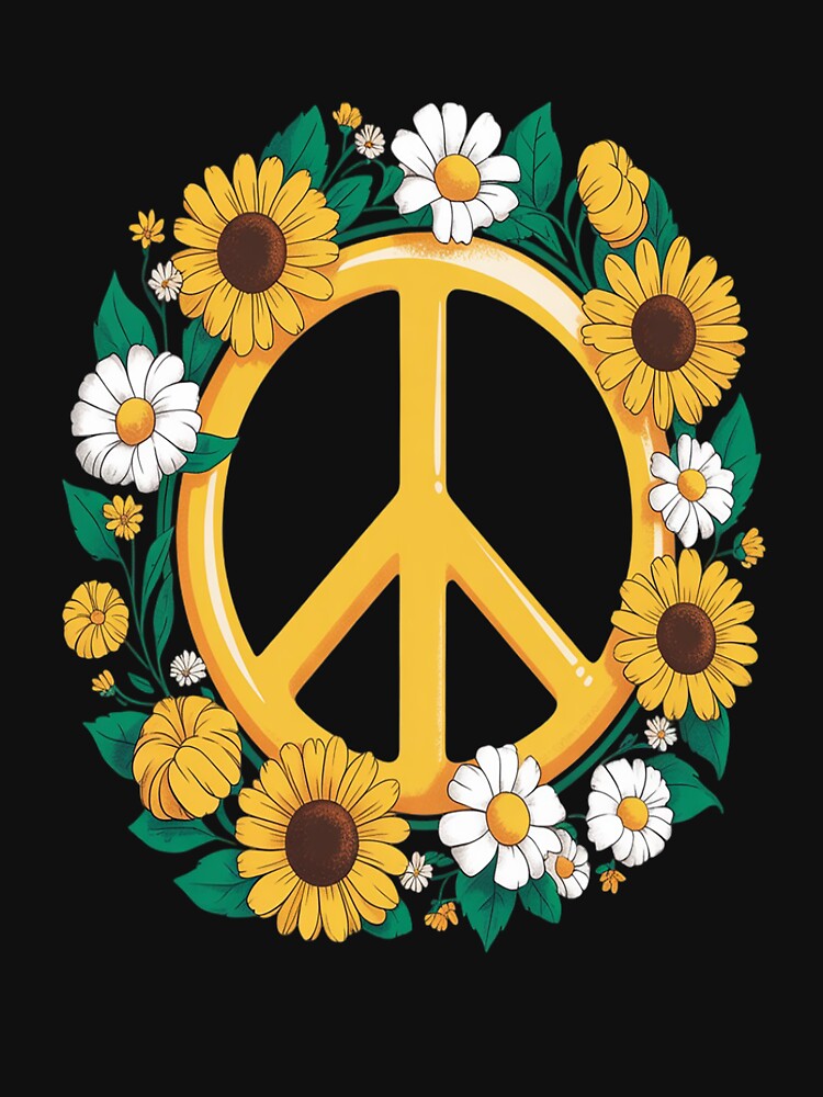 Hippie Peace Sign Flower Sunflower Hippie by ProudForFunny T-Shirts, Hoodie, Sweatshirt | BlankRebels.com (Image 3)