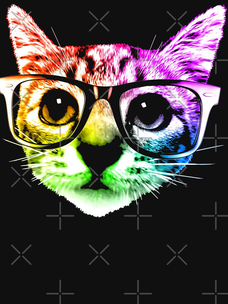 Rainbow Kitty Cat with Glasses by ROBOTFACE T-Shirts Hoodie, Sweatshirt | BlankRebels.com (Image 3)