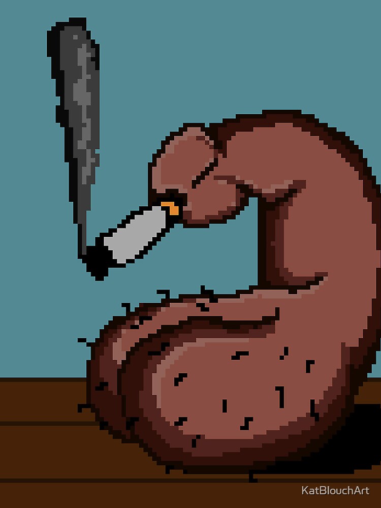 "Cigarette Break Pixel in Brown" by KatBlouchArt T-Shirts, Hoodie, Sweatshirt | BlankRebels.com (Image 3)