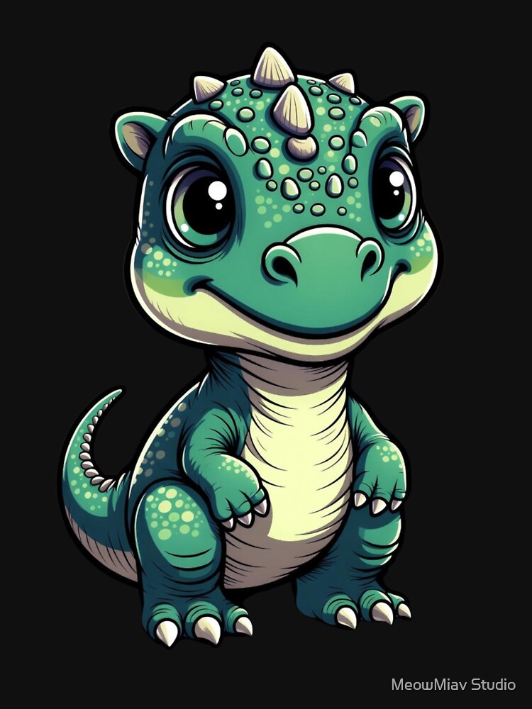 Cute Green Baby Dinosaur by MeowMiav Studio T-Shirts, Hoodie, Sweatshirt | BlankRebels.com (Image 3)