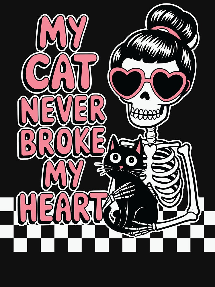 My Cat Never Broke My Heart – Cute Skeleton Girl & Black Cat by Artorik T-Shirts, Hoodie, Sweatshirt (Image 3)