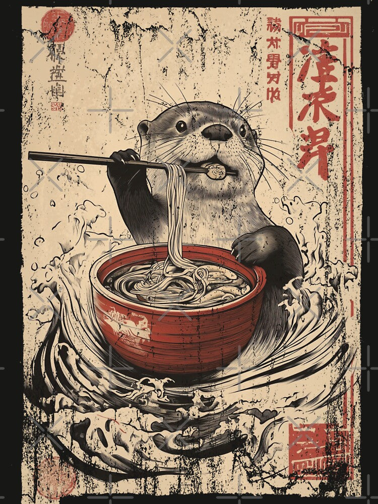 Cool otter eating ramen - japanese style by Gaviani Design Studio