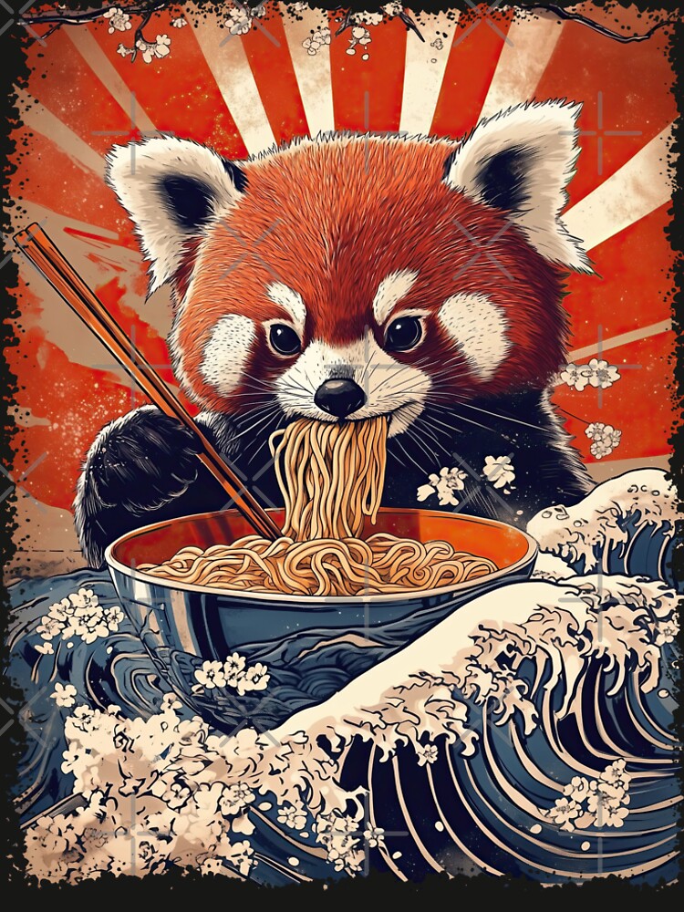 Red Panda eating ramen - Japanese Art by Gaviani Design Studio T-Shirts, Hoodie, Sweatshirt | BlankRebels.com (Image 2)