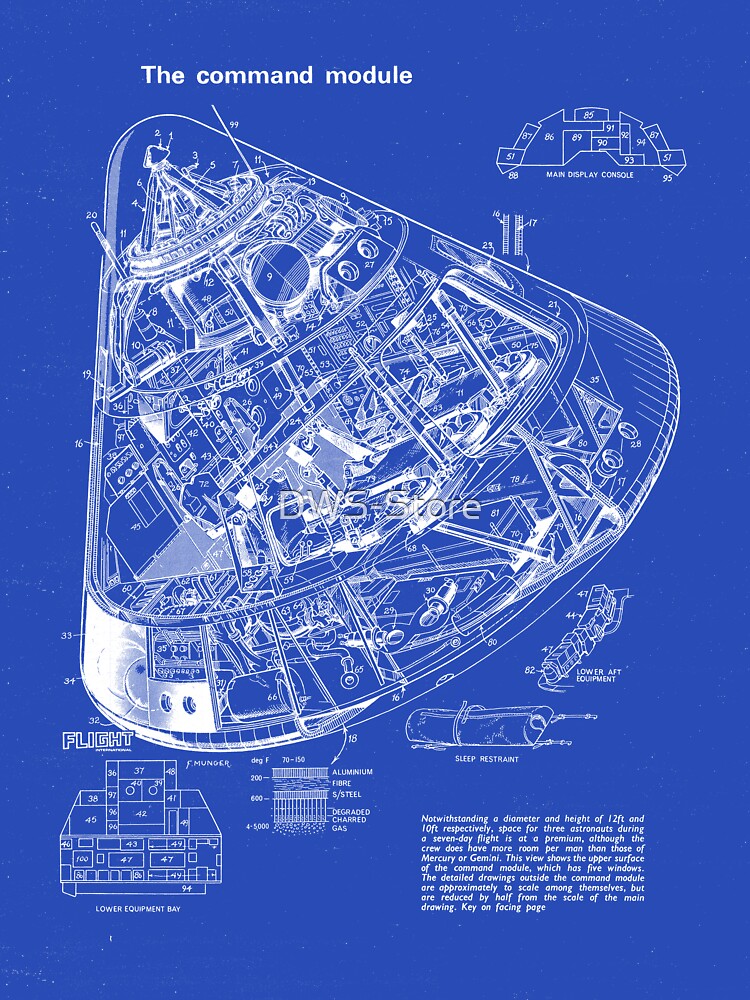 Apollo Command Module Blueprint Drawing by DWS-Store
