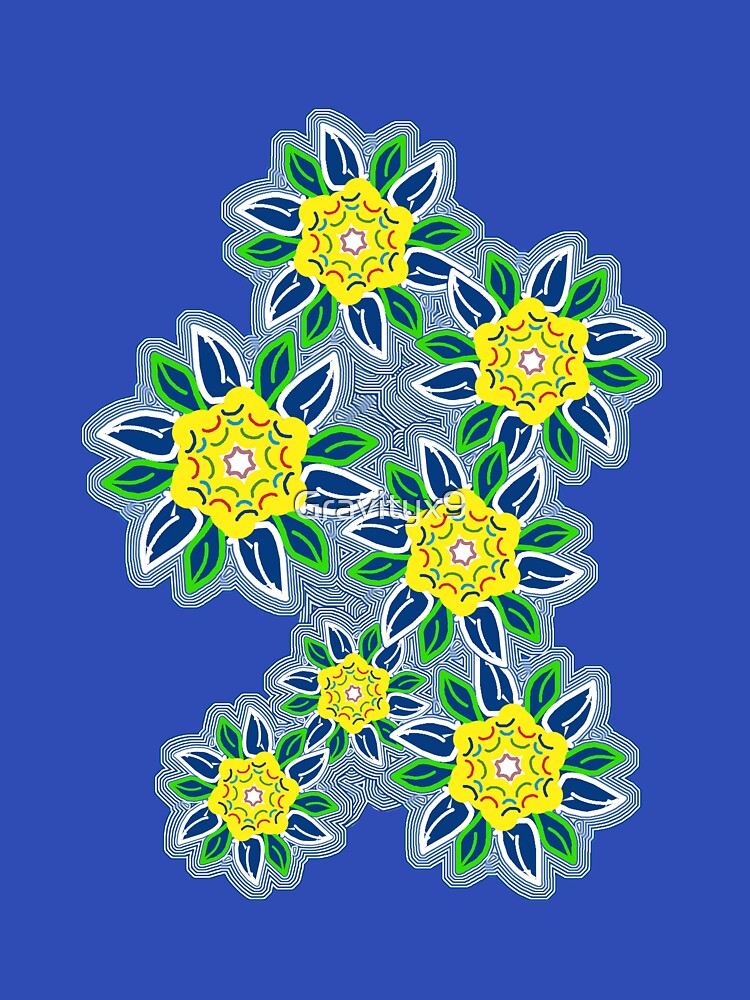 Blue and Yellow Doodle Art Flowers by Gravityx9 T-Shirts, Hoodie, Sweatshirt | BlankRebels.com (Image 3)