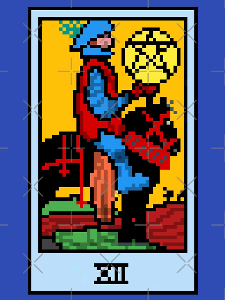 Wait, is this pixel art tarot? Blue - Minor Arcana 'Knight of Pentacles' (Design for T-shirt, stickers and... (Image 3)