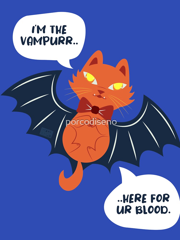 Funny Halloween Comics Bats Vamp Vampire Cat Vampurr Blood by porcodiseno T-Shirts, Hoodie, Sweatshirt (Image 3)