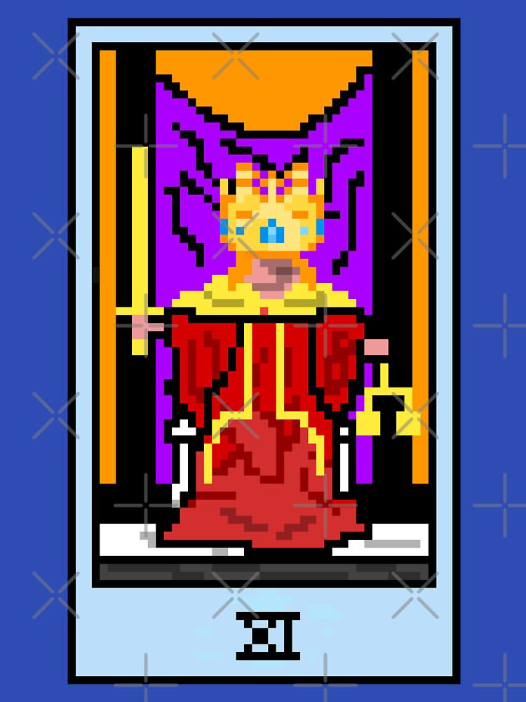 Wait, is this pixel art tarot? Blue - Major Arcana 'Justice' (Design for T-shirt, stickers and other... (Image 3)