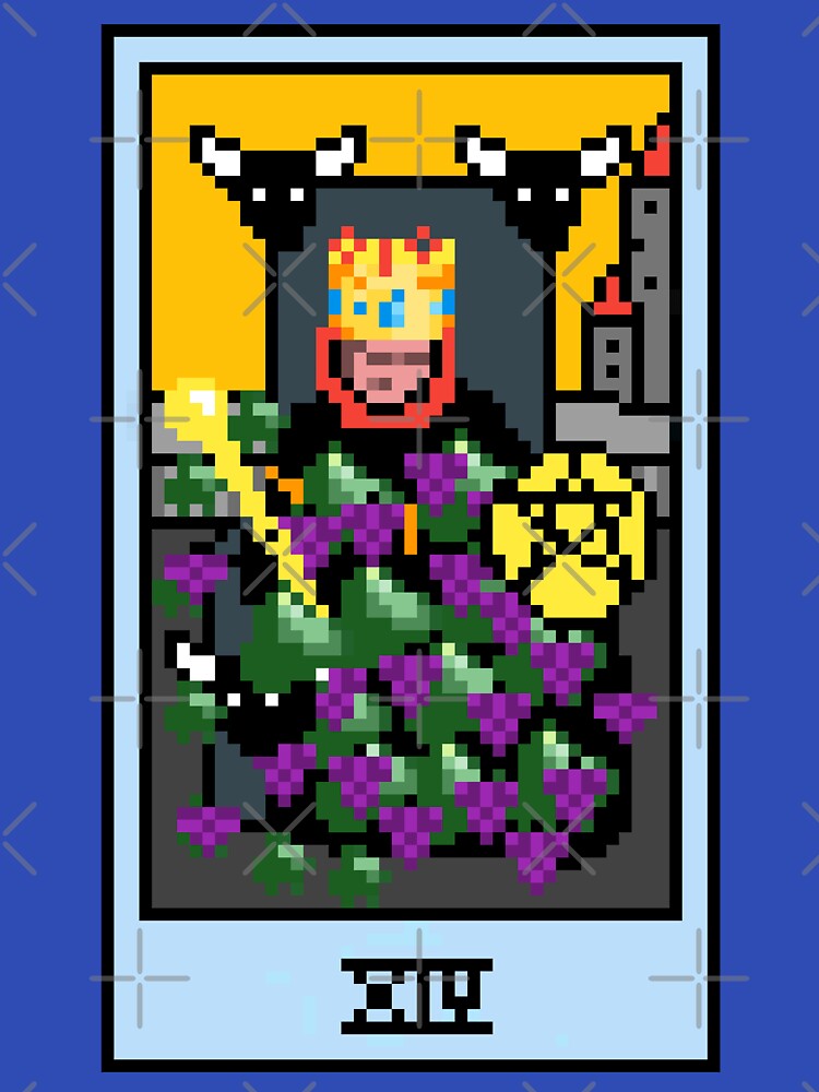 Wait Is This Pixel Art Tarot? Blue Minor Arcana 'King Pentacles' ( Stickers Other Accessories) T-Shirts, Hoodie, Sweatshirt