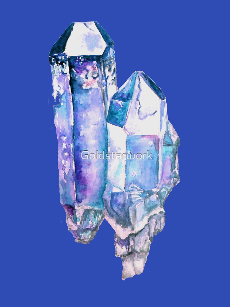 Two Blue Amethyst crystal, watercolour crystal painting. Crystal Healing by Goldstarwork T-Shirts, Hoodie,... (Image 3)