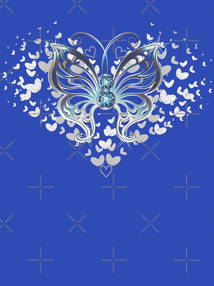 Silver Diamond Heart Butterfly Design by mbuz90 T-Shirts, Hoodie, Sweatshirt | BlankRebels.com (Image 3)