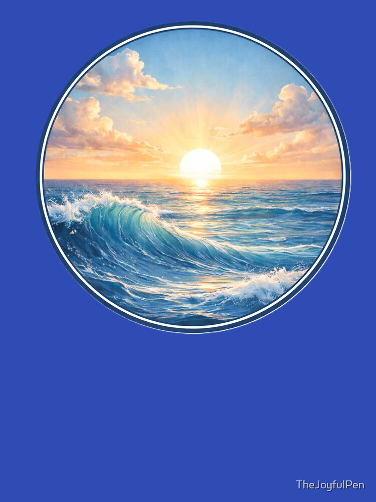 Ocean Sunrise Horizon – Blue Circle Coastal Art Design by TheJoyfulPen T-Shirts, Hoodie, Sweatshirt (Image 3)
