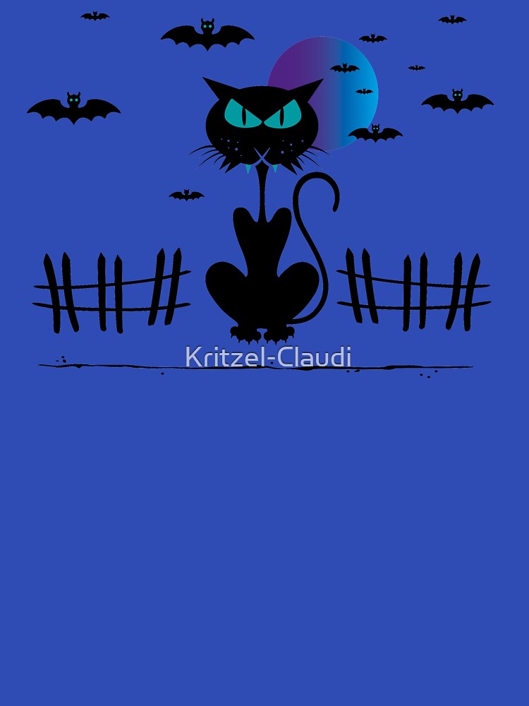 Halloween cat and bat by Kritzel-Claudi T-Shirts, Hoodie, Sweatshirt | BlankRebels.com (Image 3)