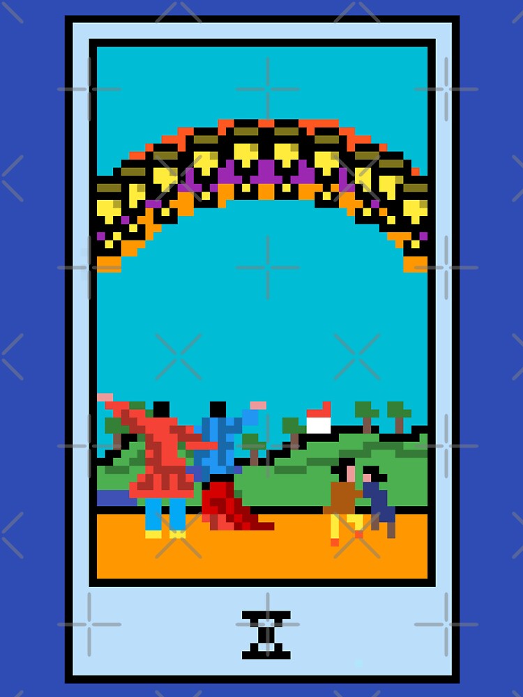 Wait, is this pixel art tarot? Blue - Minor Arcana 'Ten of Cups' (Design for T-shirt, stickers and other... (Image 3)