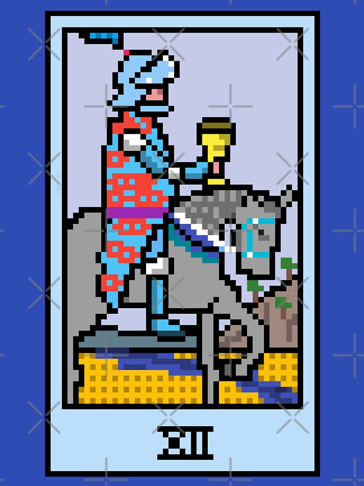 Wait Is This Pixel Art Tarot? Blue Minor Arcana 'Knight Cups' ( Stickers Other Accessories) T-Shirts, Hoodie, Sweatshirt
