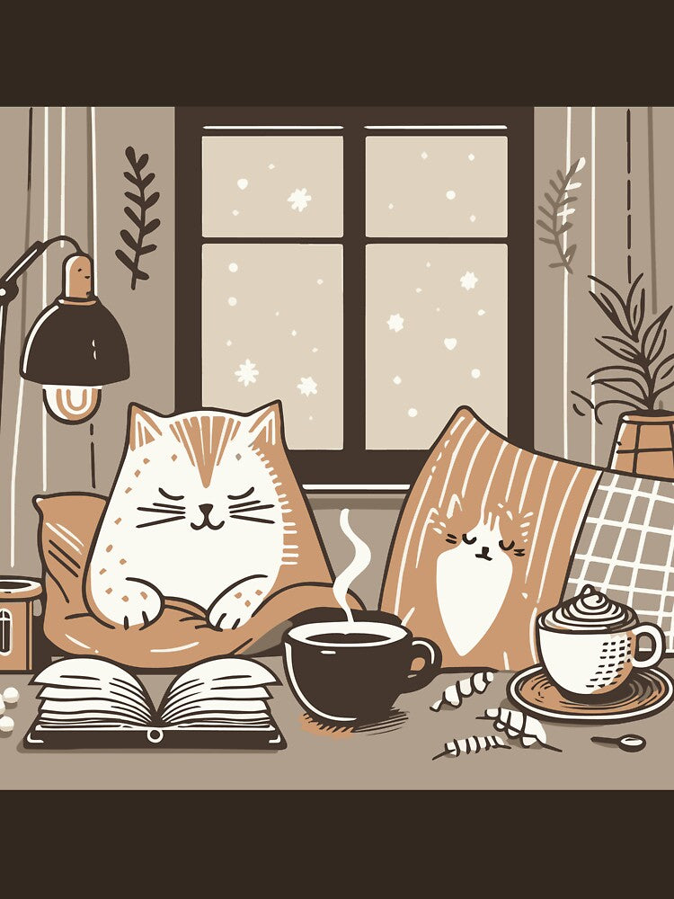 Cat, Coffee, & Quiet – Cozy Cat Mom Window Scene Shirt by denissmartin2020 . Hoodie, Sweatshirt | BlankRebels.com (Image 3)