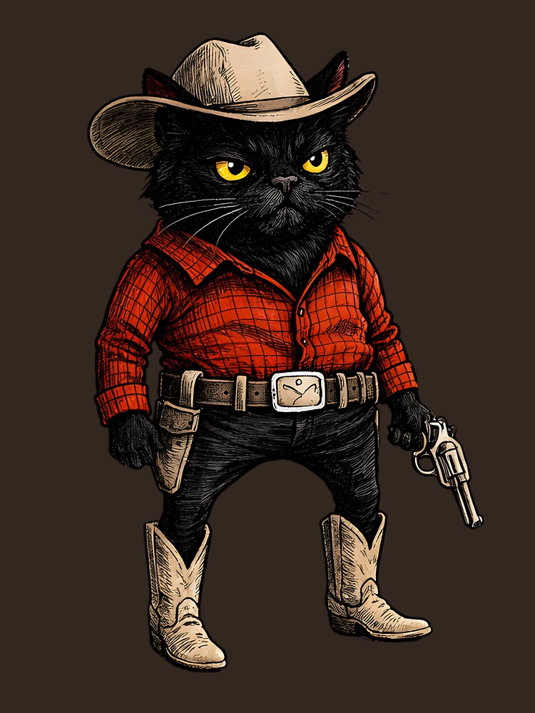 Funny Cowboy Cat Western Outfit – Vintage Angry Cat Meme by Dimalol T-Shirts, Hoodie, Sweatshirt | BlankRebels.com (Image 3)