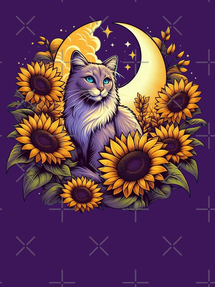 Cat with Sunflowers by roni-and-rye T-Shirts, Hoodie, Sweatshirt | BlankRebels.com (Image 3)
