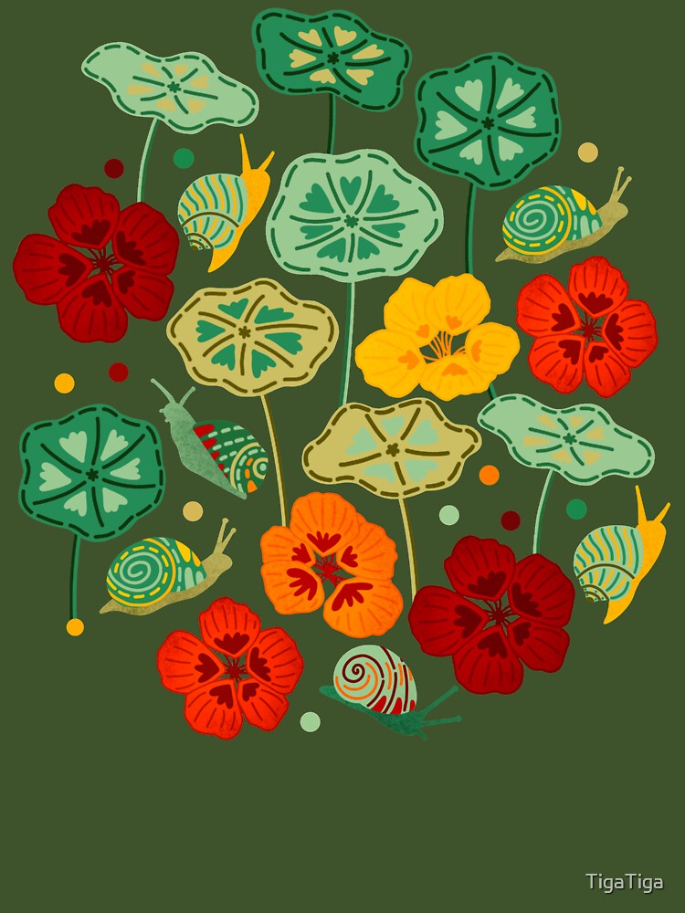 Nasturtiums & Snails On Brown by TigaTiga T-Shirts, Hoodie, Sweatshirt | BlankRebels.com (Image 3)