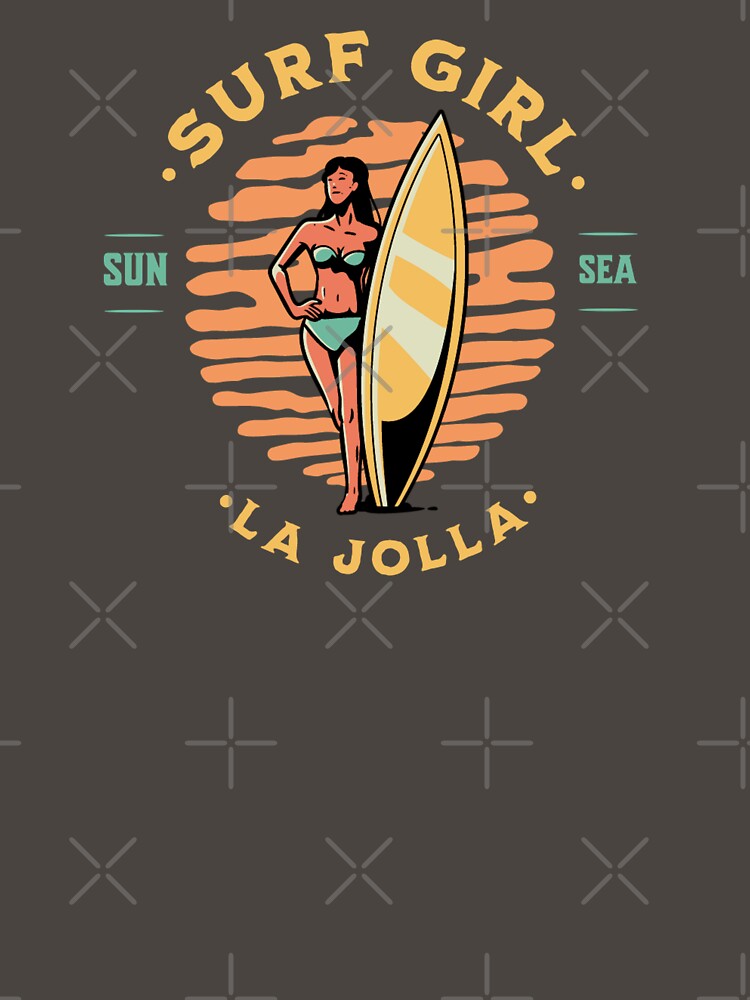 Surfer Girl Surfing La Jolla California by CattlettArt T-Shirts, Hoodie, Sweatshirt | BlankRebels.com (Image 3)