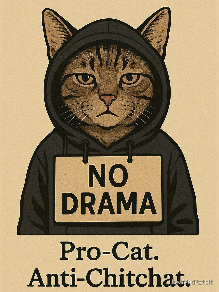 NO DRAMA! Pro-Cat. Anti-Chitchat – Cozy Hoodie and T-Shirt for Cat Lovers – Introverted Style with a Twist by... (Image 3)