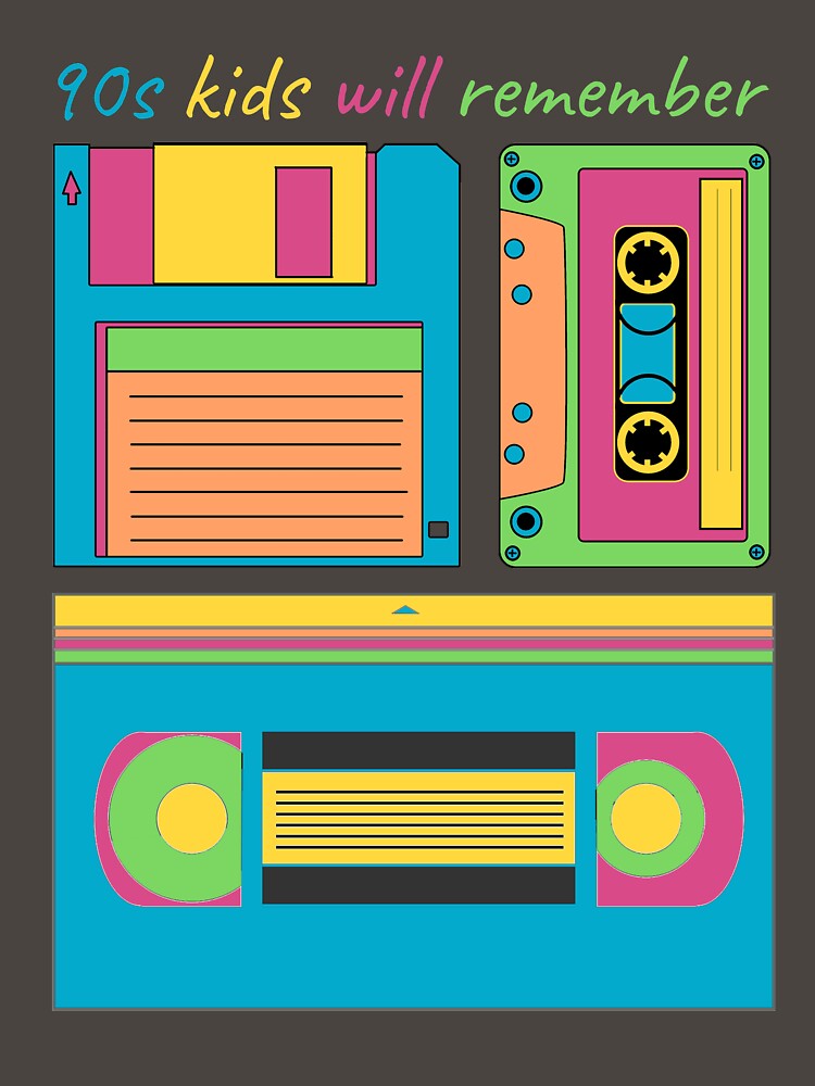 90s Kids Will Remember VHS Cassette Tape Floppy Disk Retro Vintage by Sid3walkArt2 T-Shirts, Hoodie, Sweatshirt (Image 3)