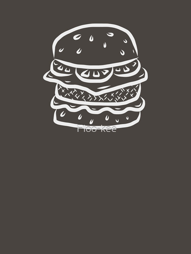 Simple Burger Outline Illustration | Graphic Art (White outline on dark background) by Floo-kee T-Shirts,... (Image 3)