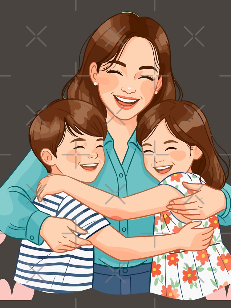 Super Mom Hugging Son and Daughter - Happy Family by Great Sun T-Shirts, Hoodie, Sweatshirt | BlankRebels.com (Image 3)