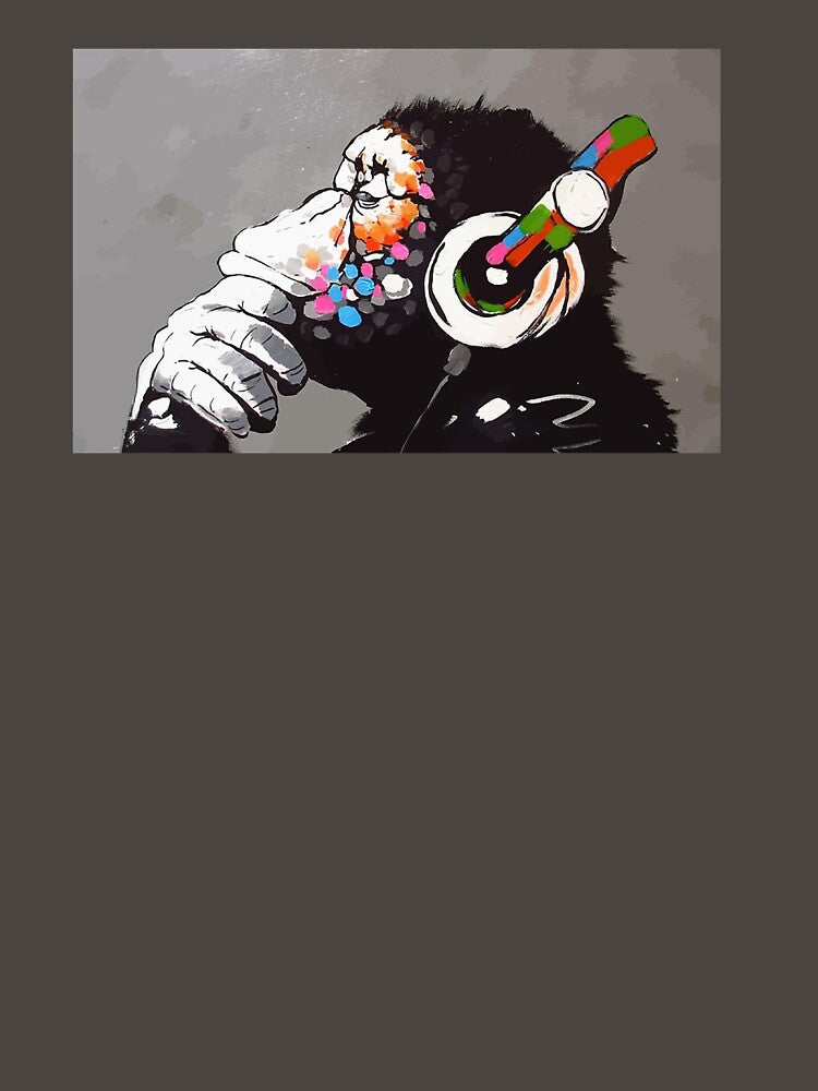 Banksy DJ Monkey Thinker with Headphones by pamelakaufman T-Shirts, Hoodie, Sweatshirt | BlankRebels.com (Image 3)