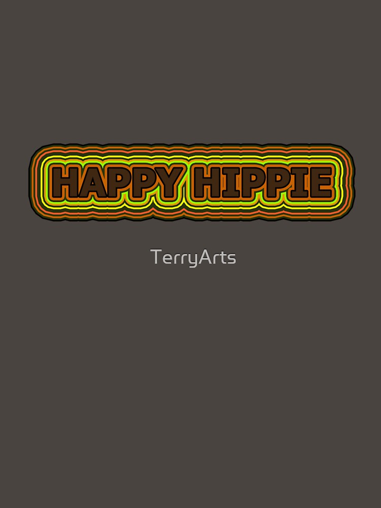Happy Hippie Words Earthy Tones Hippie Vibes Retro Lines 1 of 4 by Beachy T-Shirts, Hoodie, Sweatshirt (Image 3)