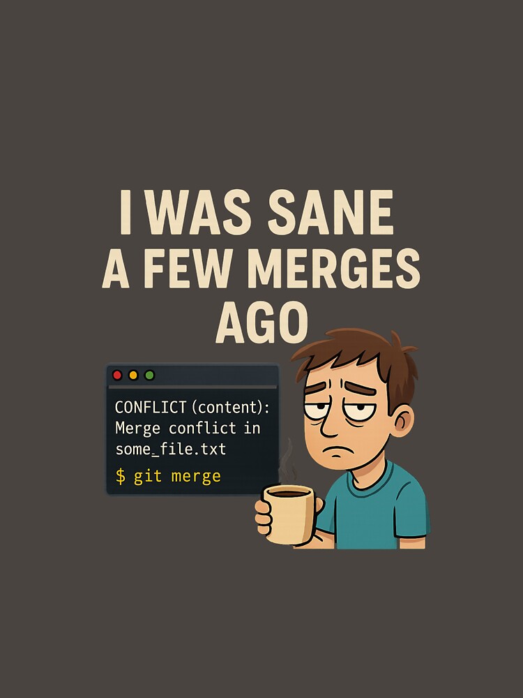 I Was Sane a Few Merges Ago – Funny Git Merge Conflict Programmer Design by SlomianyPisarz T-Shirts, Hoodie,... (Image 3)