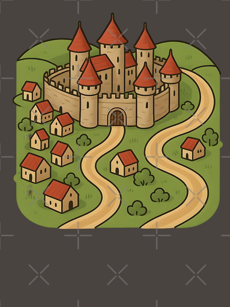 Medieval Tile Board Game Castle Strategy Illustration Fantasy Game Art by Slayfandom T-Shirts, Hoodie, Sweatshirt (Image 3)