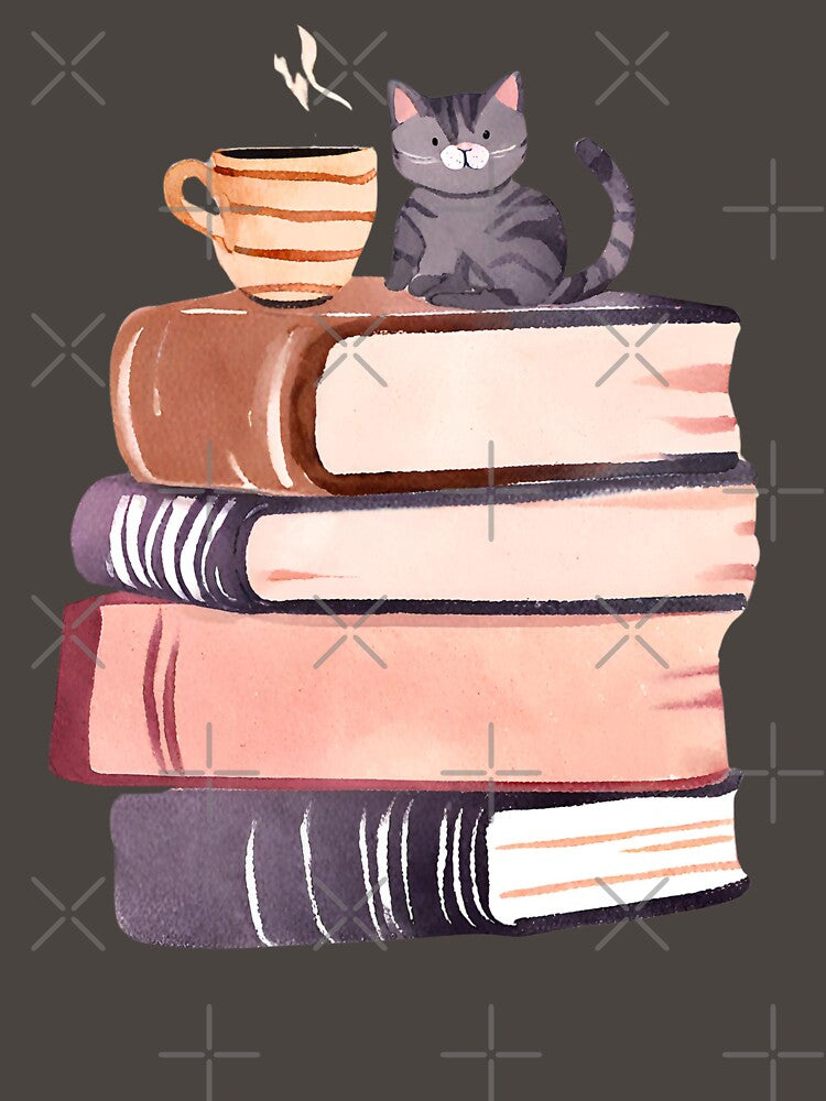 Books and Coffee and Cats, Cute Watercolor by FarmOfCuties T-Shirts, Hoodie, Sweatshirt | BlankRebels.com (Image 3)