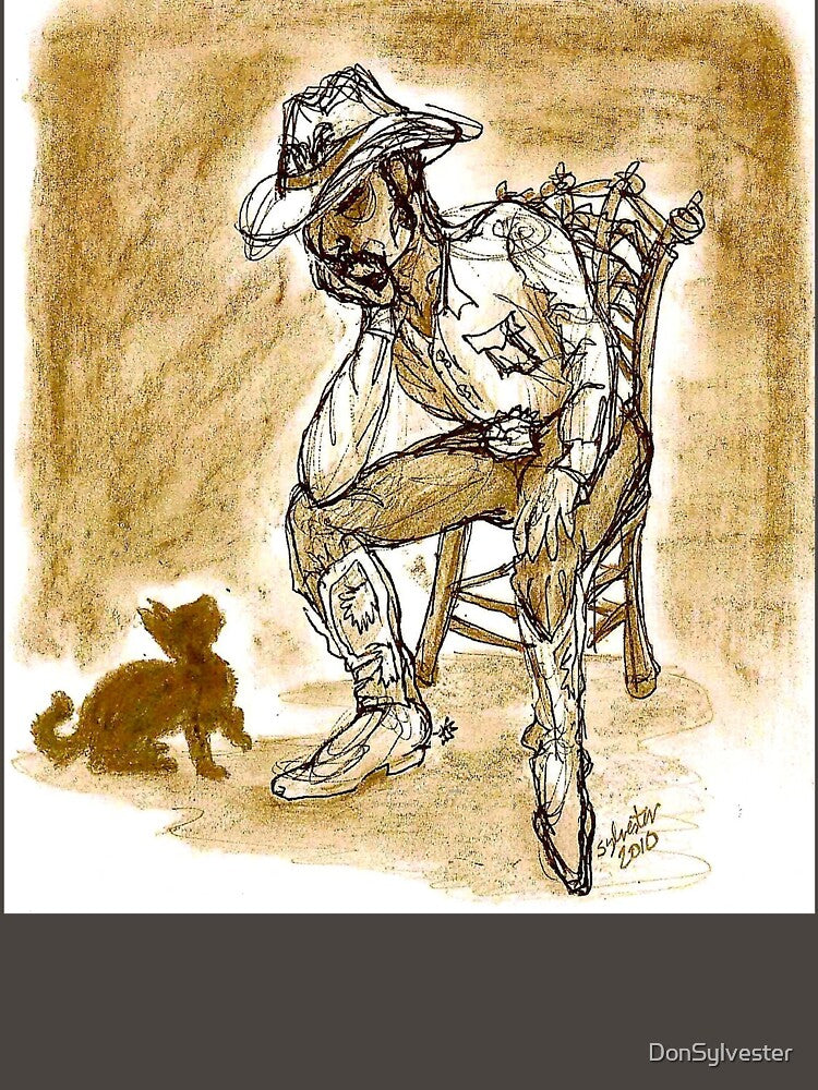 A Cowboy Sitting Down With His Black Cat by DonSylvester T-Shirts, Hoodie, Sweatshirt | BlankRebels.com (Image 3)