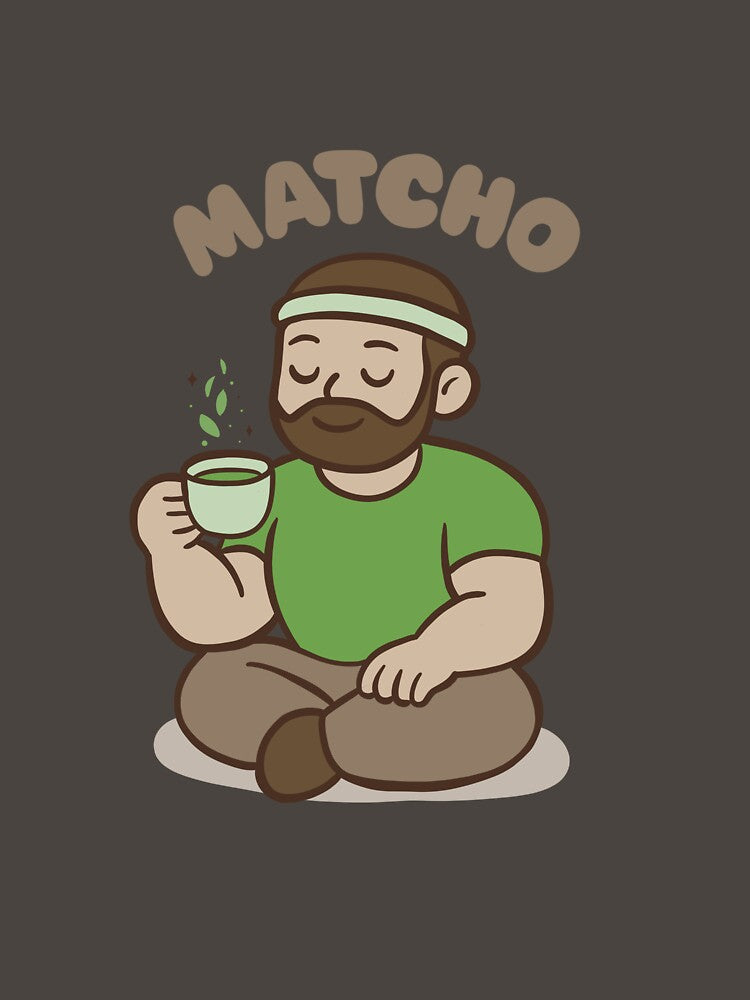 Matcho – Funny Matcha Pun with Macho Man Drinking Green Tea by Tattyarts T-Shirts, Hoodie, Sweatshirt (Image 3)