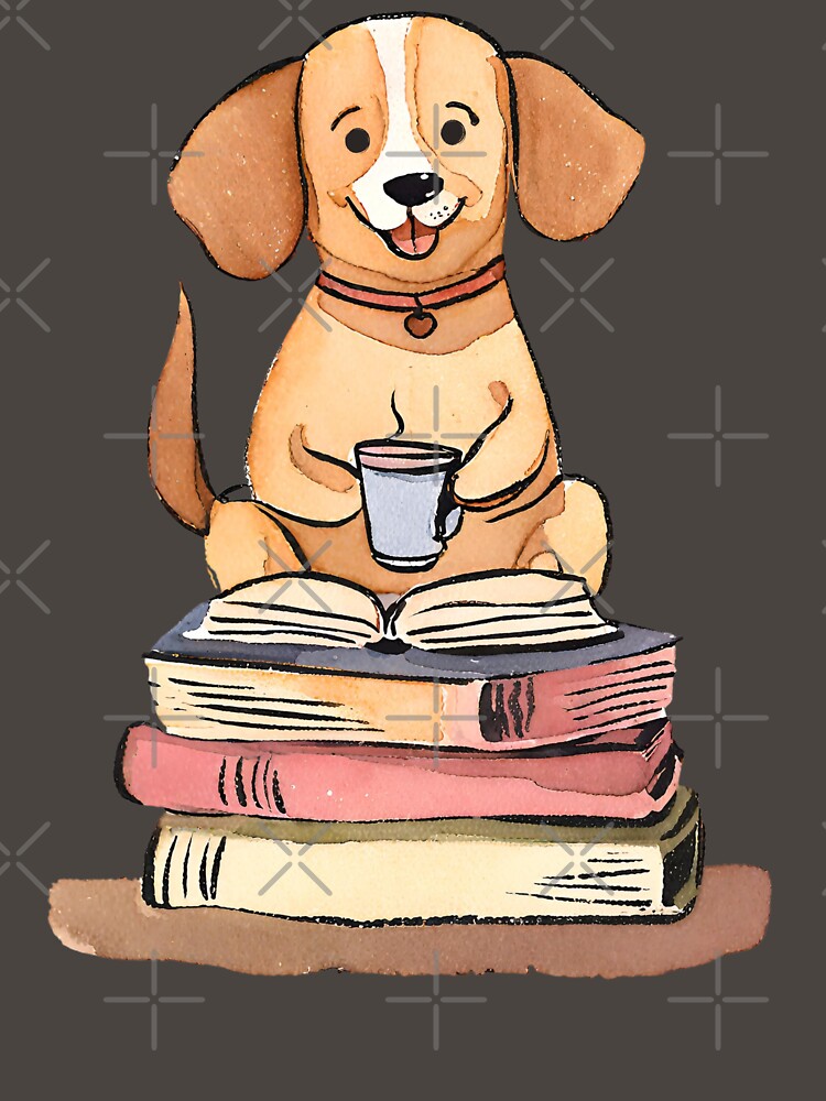Cute Watercolor Books and Coffee and Dogs by FarmOfCuties T-Shirts, Hoodie, Sweatshirt | BlankRebels.com (Image 3)