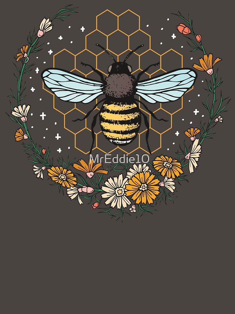 Floral Honeycomb Bee Lover Art by MrEddie10 T-Shirts, Hoodie, Sweatshirt | BlankRebels.com (Image 3)