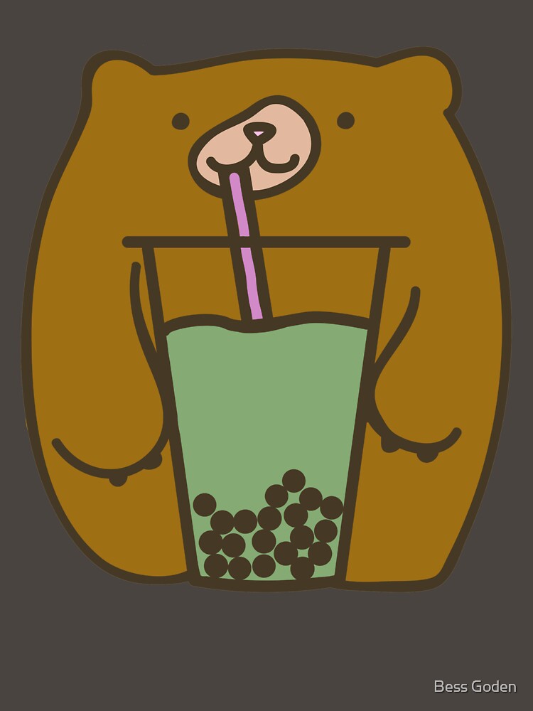 Cute Kawaii Bear Drinking a Green Tea Matcha Bubble/Boba Tea by SteamParliament T-Shirts, Hoodie, Sweatshirt (Image 3)