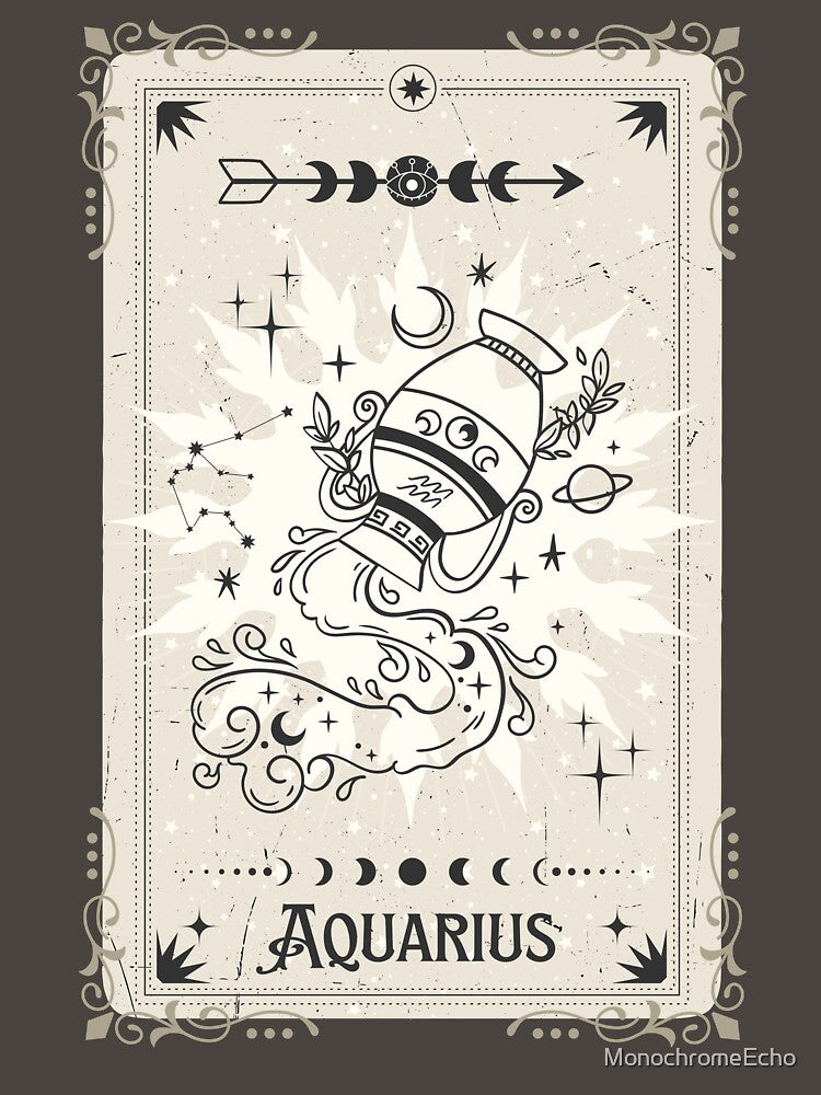 Tarot card Aquarius zodiac by MonochromeEcho T-Shirts, Hoodie, Sweatshirt | BlankRebels.com (Image 3)