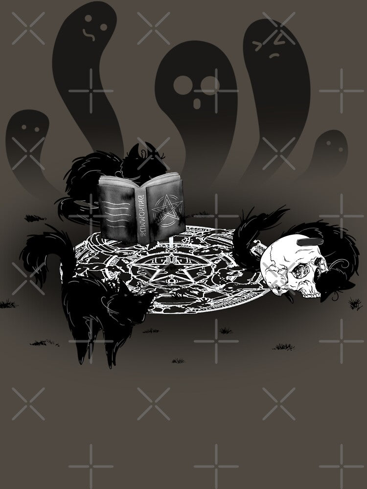 Black Cat Magic Book Skull Ghosts by Pixelish T-Shirts, Hoodie, Sweatshirt | BlankRebels.com (Image 3)