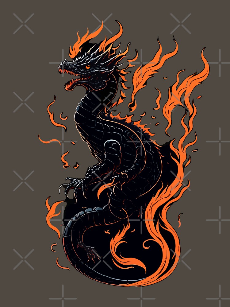 Flaming Black Fire Dragon by Itaya Art T-Shirts, Hoodie, Sweatshirt | BlankRebels.com (Image 3)