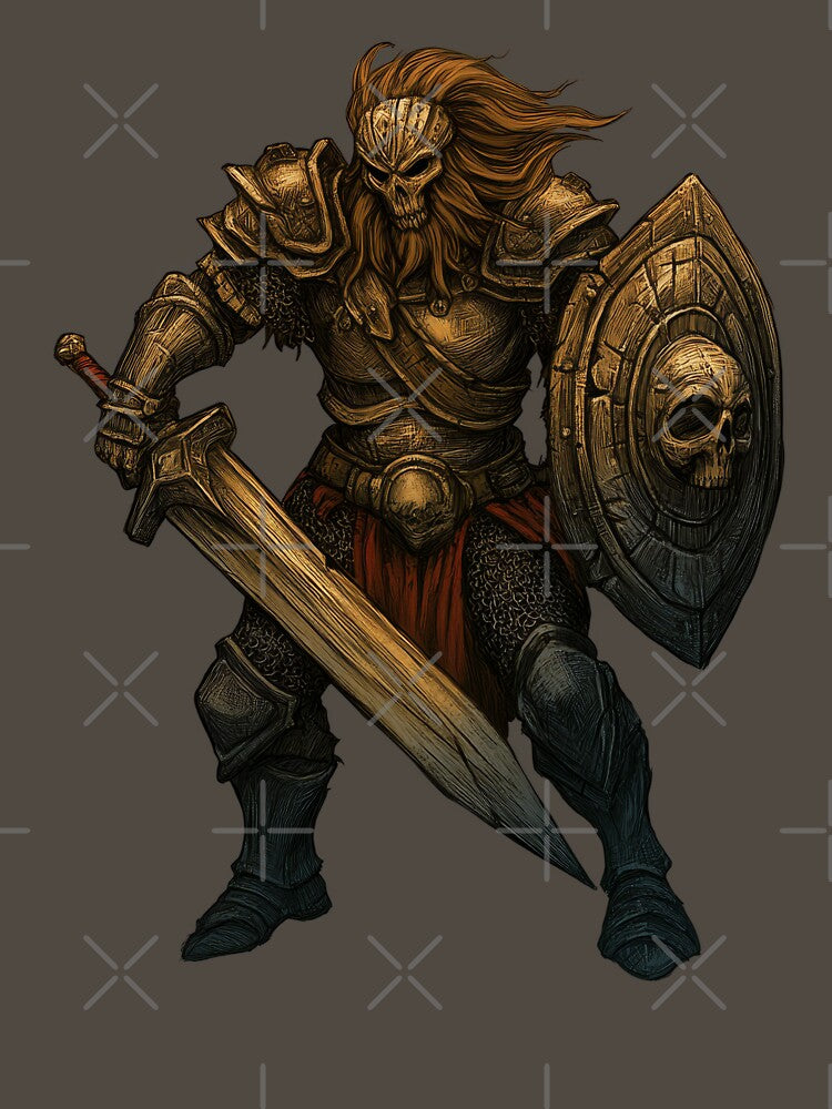 Undead Skull Knight with Sword and Shield of Death by Daagath