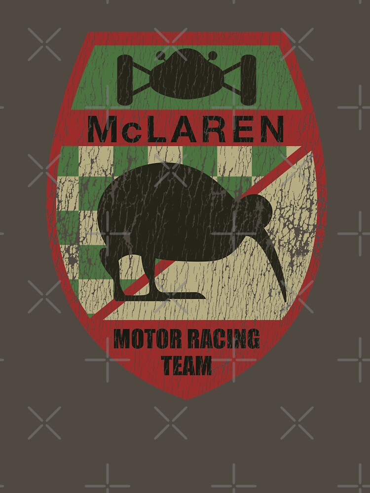 Bruce McLaren Motor Racing Team first logo - 1963 - aged, worn print by retropetrol T-Shirts, Hoodie, Sweatshirt (Image 3)