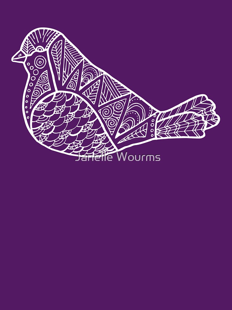 Color Me Bird : White on Plum by Janelle Wourms T-Shirts, Hoodie, Sweatshirt | BlankRebels.com (Image 3)
